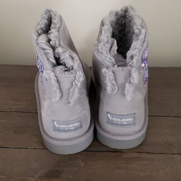 Ugg Koolaburra Star Mini Lined Sheepskin Ankle Boots Gray Kids Youth Size 4 NEW - Picture 4 of 9